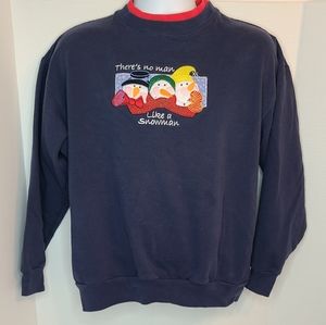 M & C Sportswear Large Sweatshirt Double Collar No Man Like Snowman Christmas